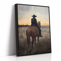 Back to the Prairie – Cowgirl on Horse at Dusk