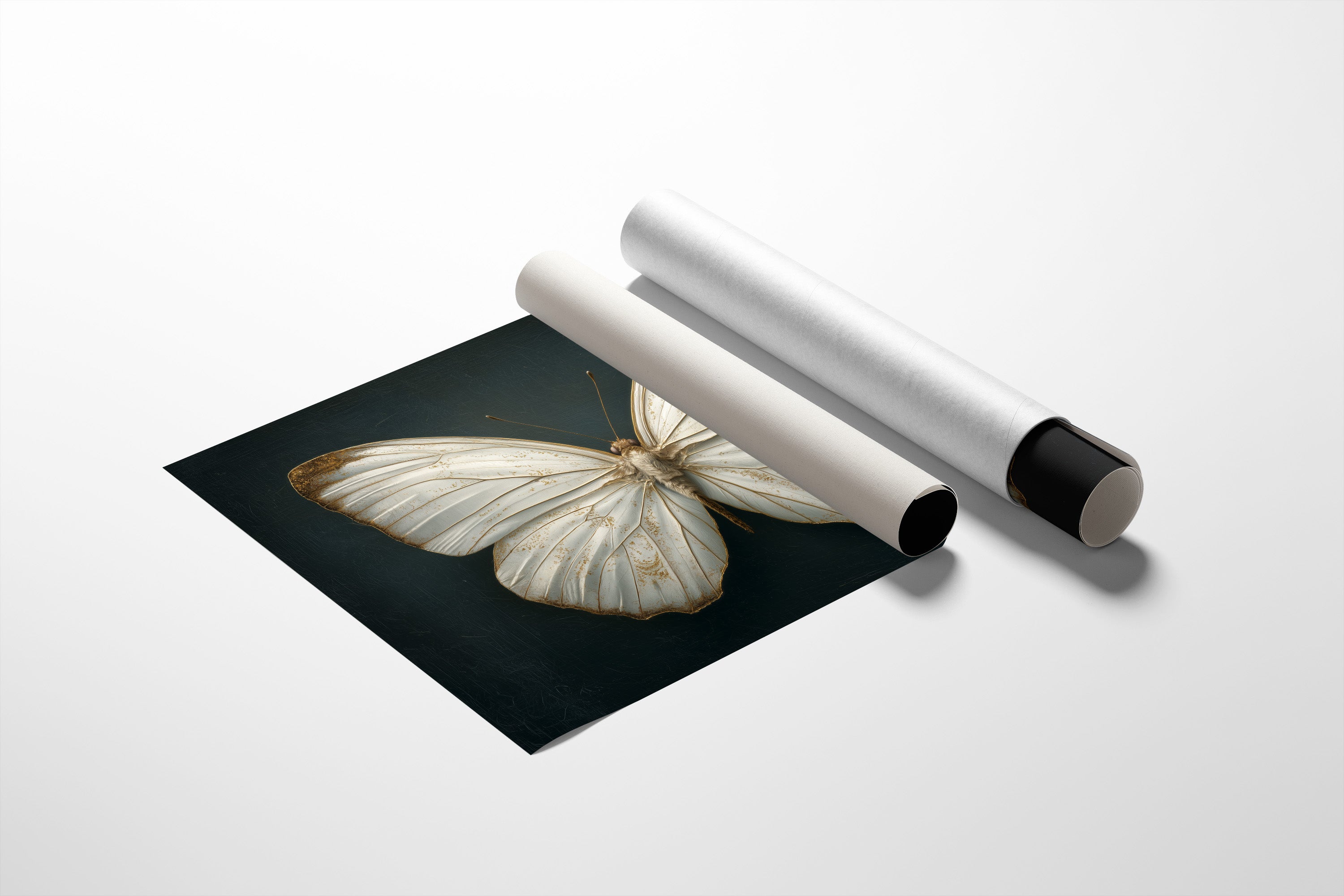 Ivory Wings Against Midnight Blue