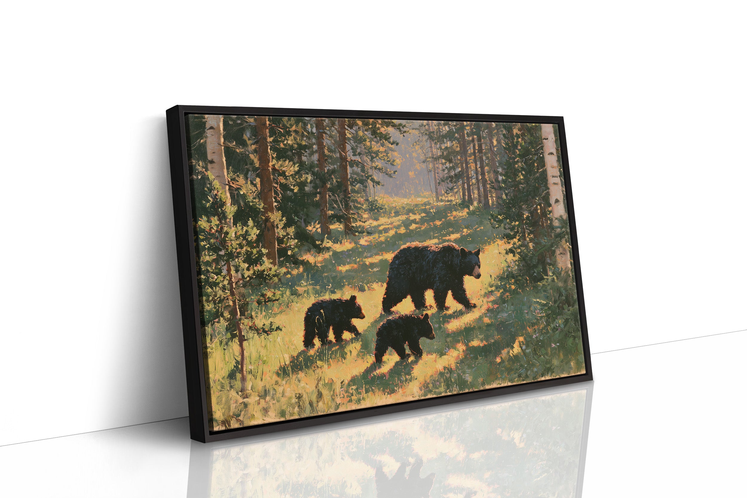 Black Bear Family, Dappled Trail
