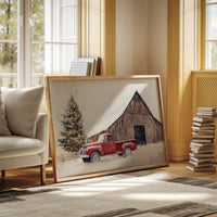 Red Pickup Brings Christmas Home