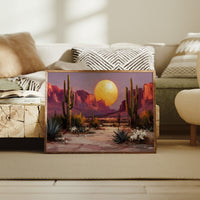 Saguaros Dance Under Golden Moonrise