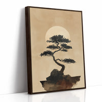 Bonsai Silhouette Against Rising Moon