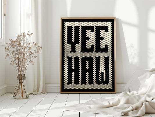 Yeehaw Mosaic Western Shout in Black