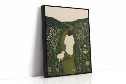 The Shepherd and the Lamb Floral Path Print