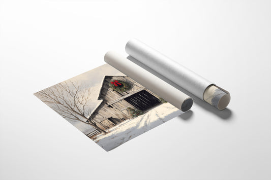 Winter Barn Wears Holiday Red