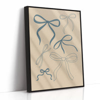 Whimsical Blue Bows Minimalist Print