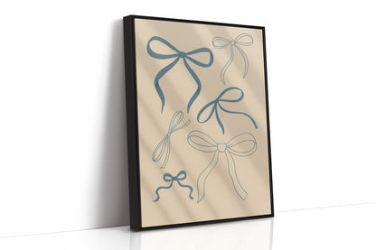 Whimsical Blue Bows Minimalist Print