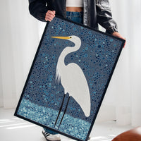 Elegant White Egret – Mosaic-Inspired Bird Wall Art