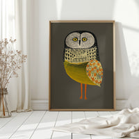 Stylized Owl with Golden Feathers