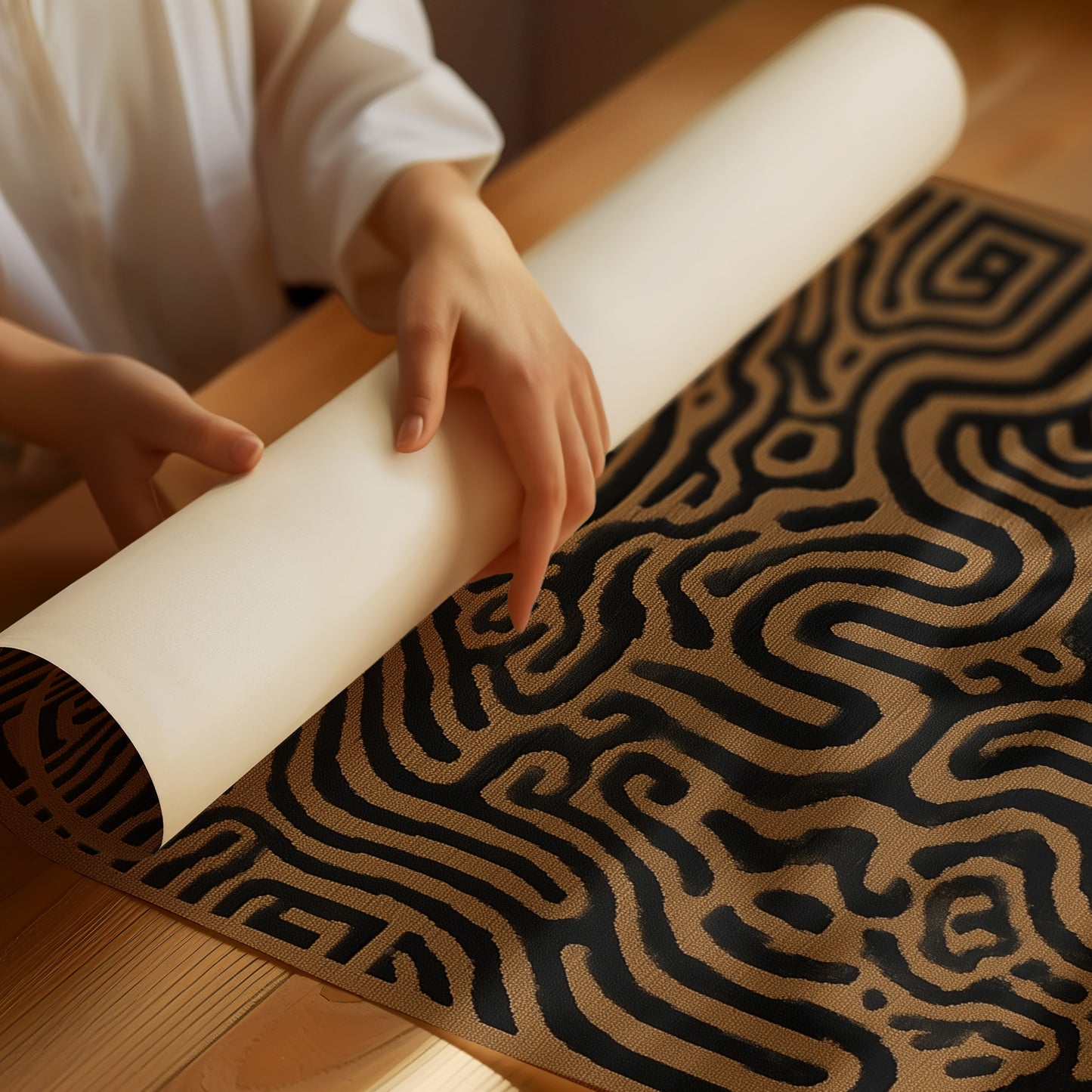 Labyrinth Lines Dance In Bronze Light