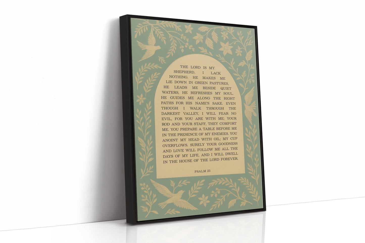 Psalm 23 Scripture with Doves and Florals