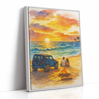 Beachside Memories Under Fire Sky