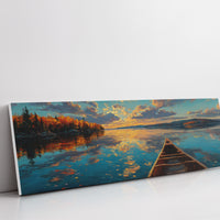 Canoe Drifting Across A Golden Lake
