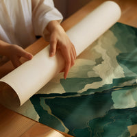 Red Sun Rises Over Misty Peaks