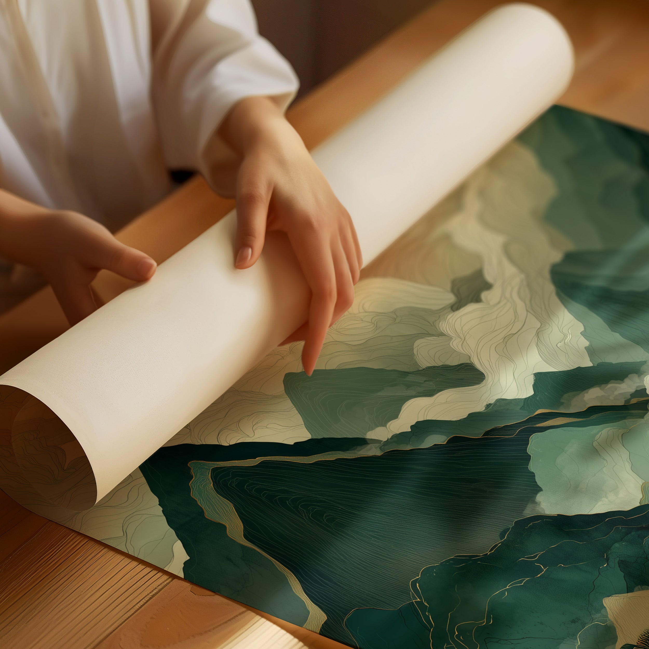 Red Sun Rises Over Misty Peaks