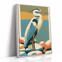 Great Blue Heron in Retro Print