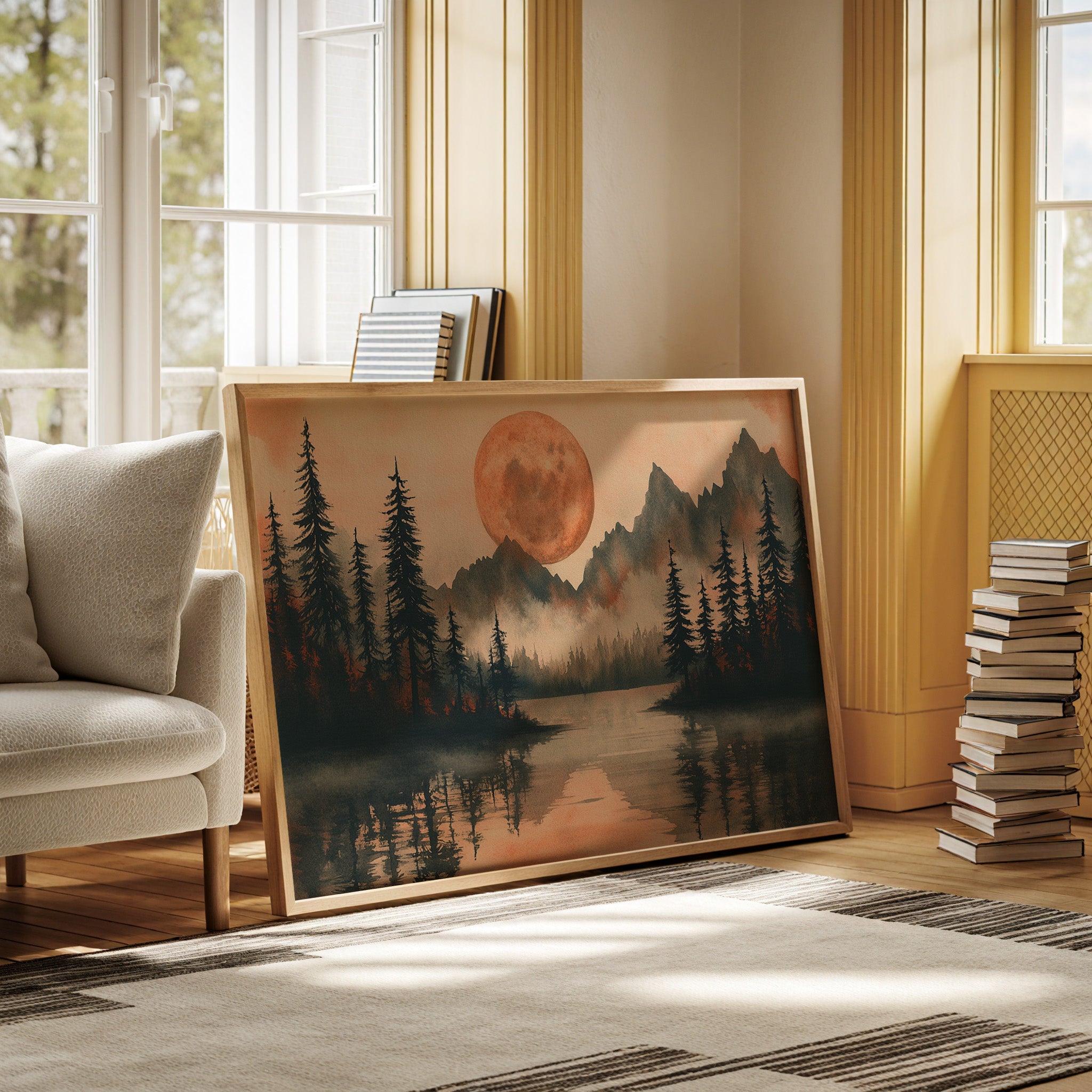 Copper Moon Bathes Mountain Lake