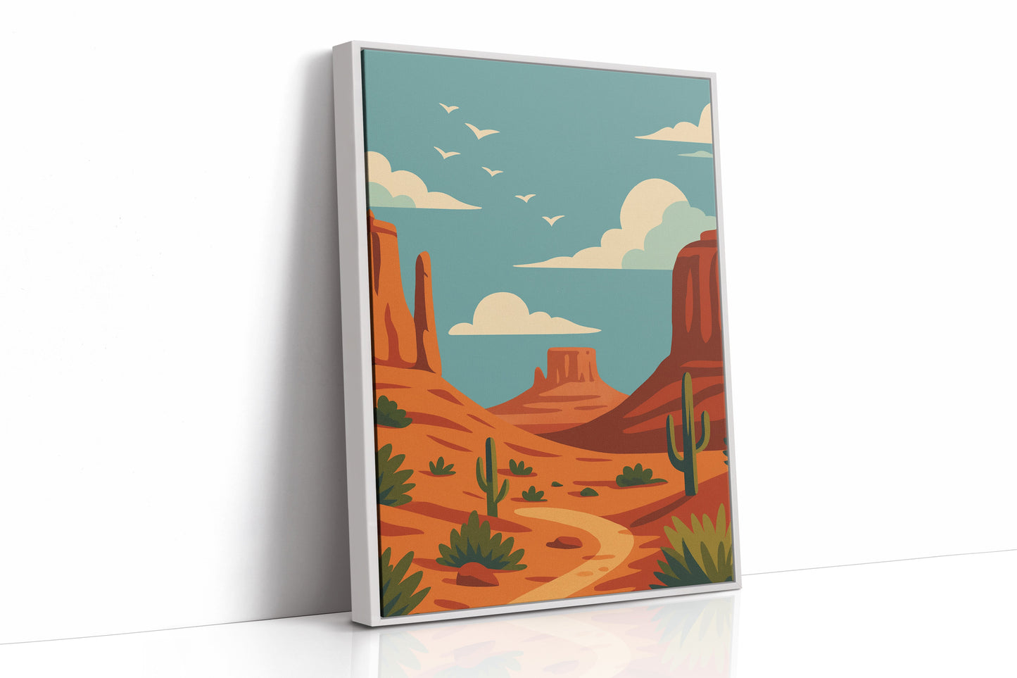 Birds Soar Over Rusty Mesas