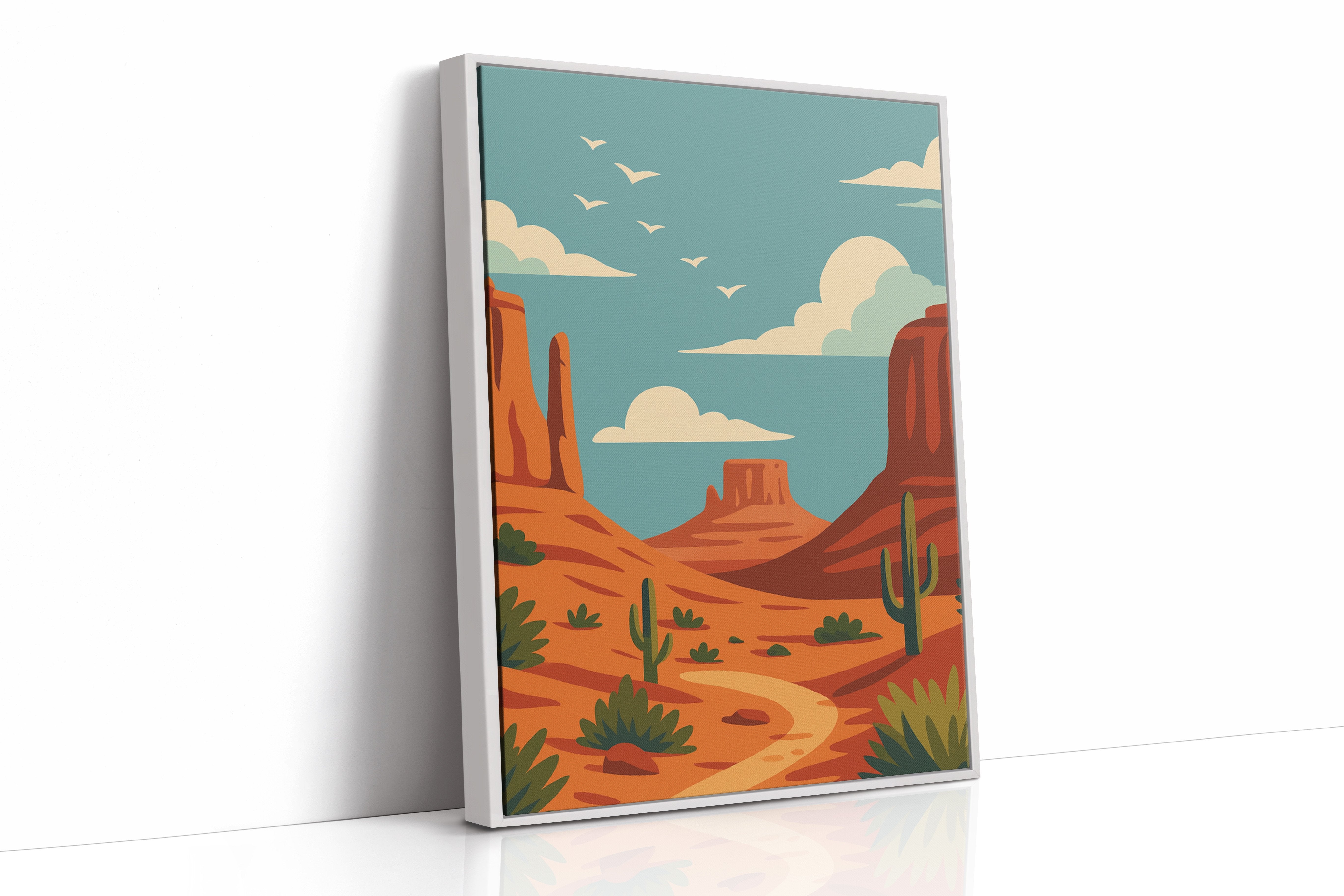 Birds Soar Over Rusty Mesas