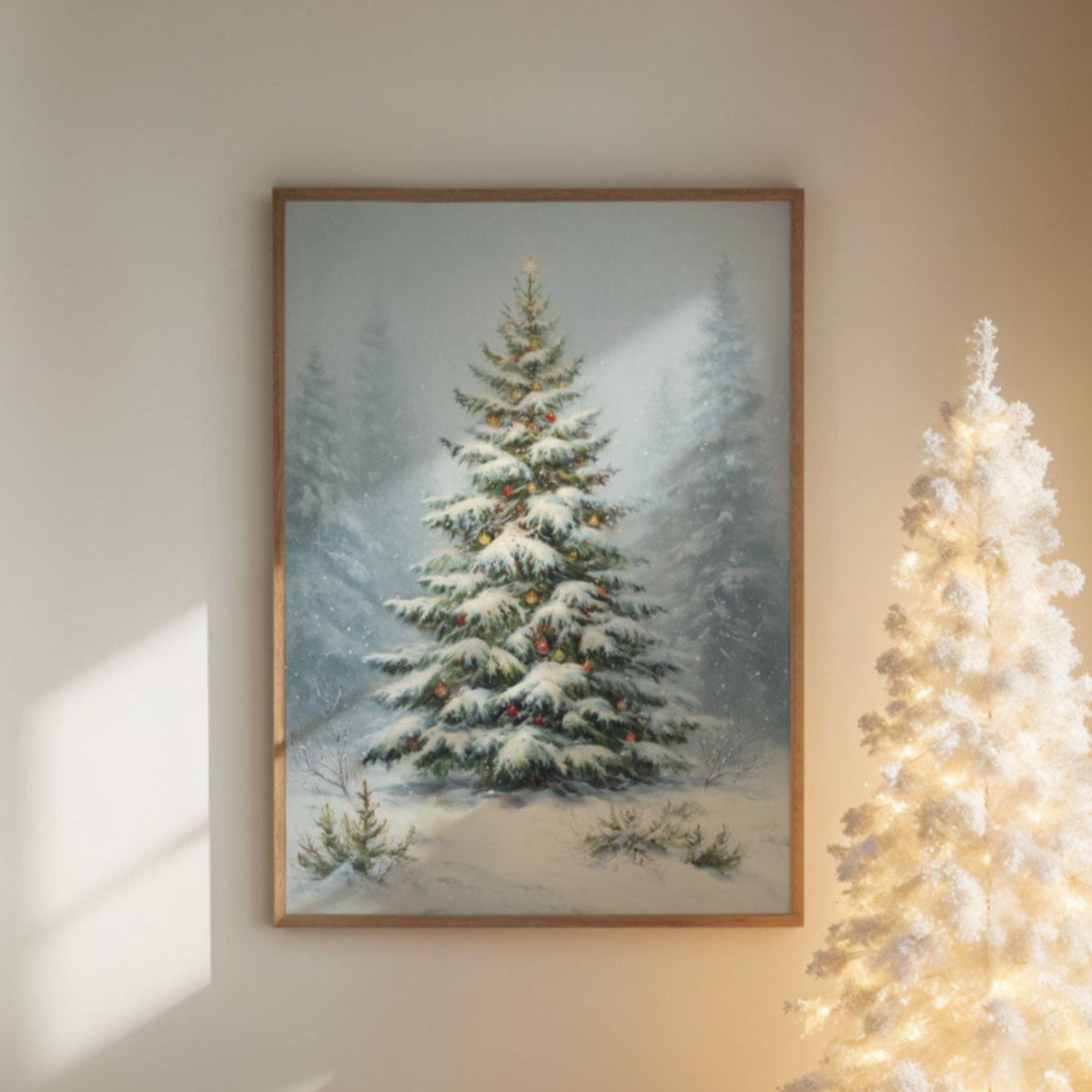 Snow Dusted Evergreen Keeps Watch