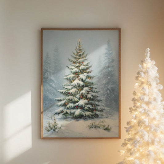 Snow Dusted Evergreen Keeps Watch