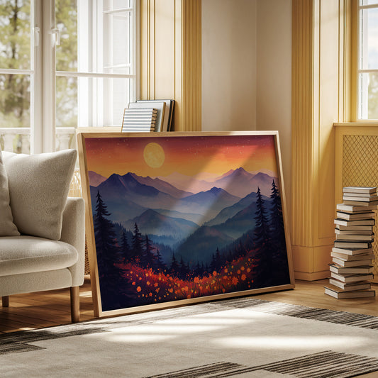 Moonlit Meadows Paint Mountain Dreams