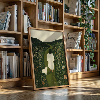The Shepherd and the Lamb Floral Path Print