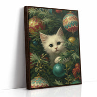 Curious Whiskers Among Festive Boughs