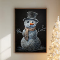 Snowman Tales On Winter Blackboard