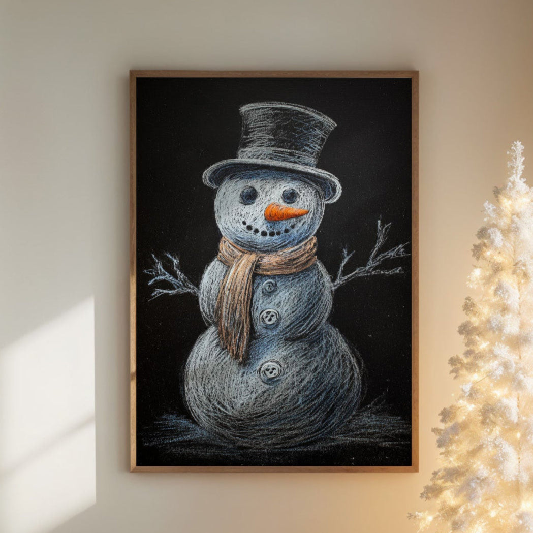 Snowman Tales On Winter Blackboard