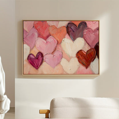 Romantic Textured Hearts – Abstract Love Wall Art Print