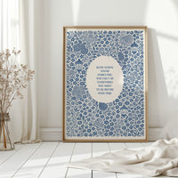 Blue Floral Lantern Quote Print – Slow Down, You’re Doing Fine