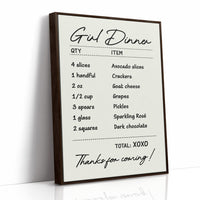 Girl Dinner, Itemized