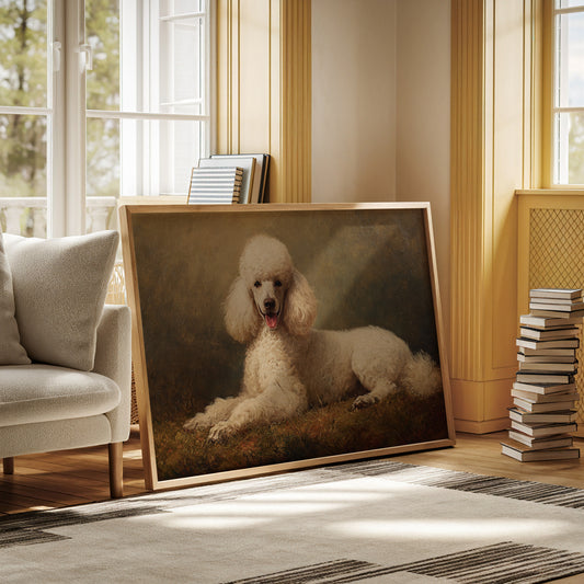 Noble Poodle Rests In Autumn Light