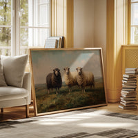Three Sheep Stand Watch At Dawn