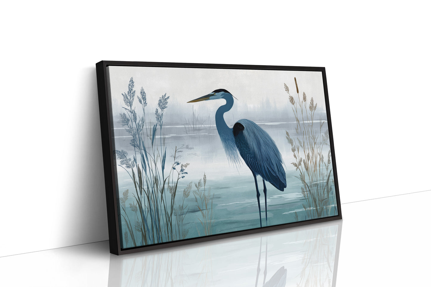 Blue Heron in Quiet Marsh