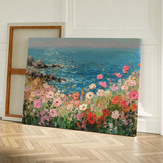 Coastal Poppies Dance Above Azure Waves