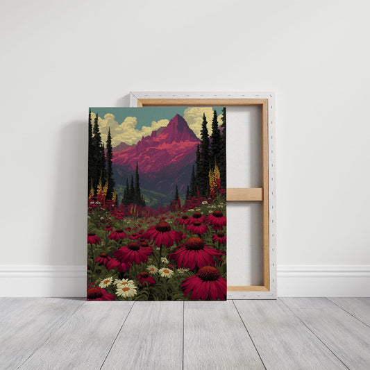 Alpenglow Meadow: Retro National Park Poster