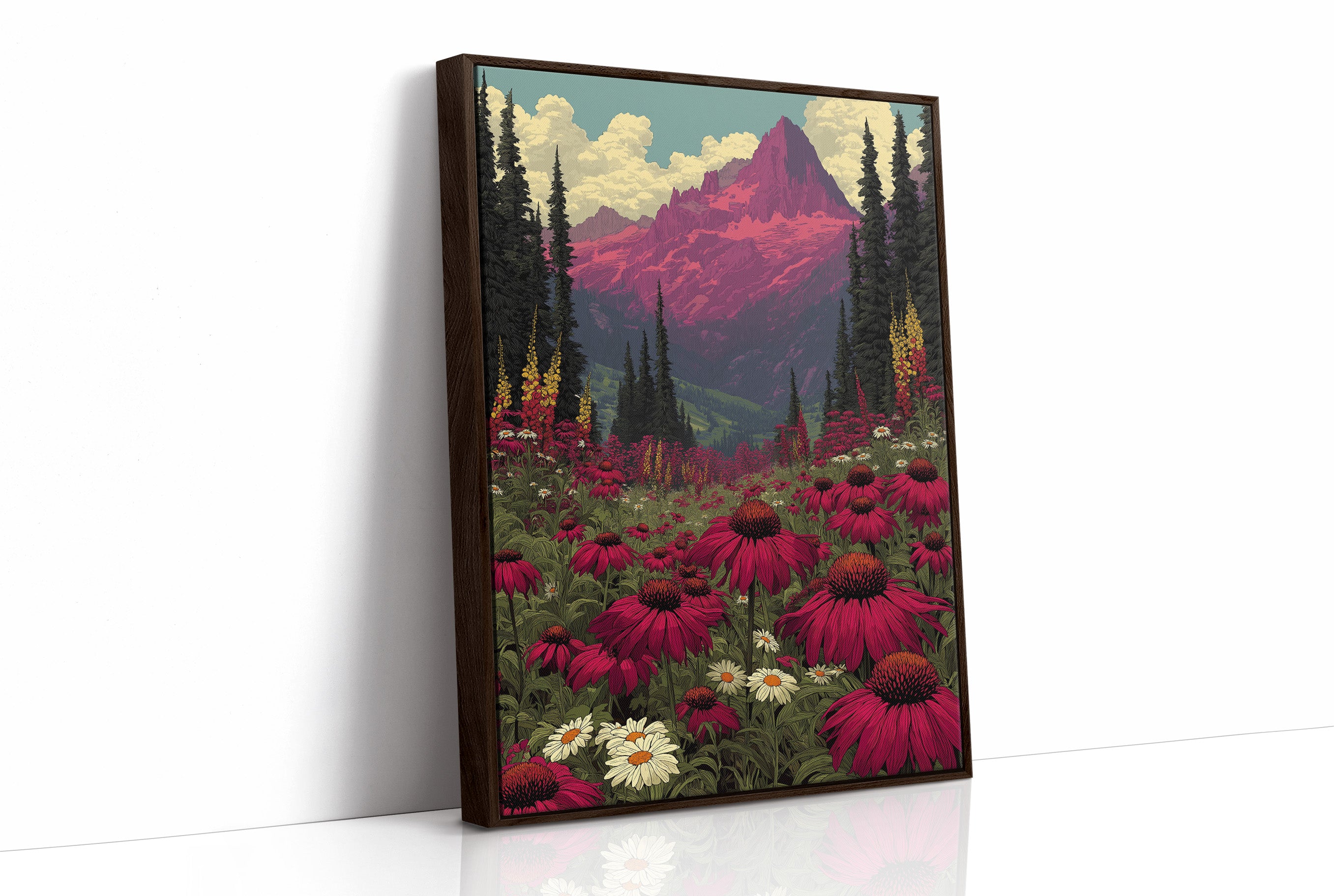 Alpenglow Meadow: Retro National Park Poster