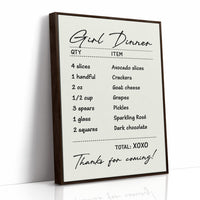 Girl Dinner, Itemized