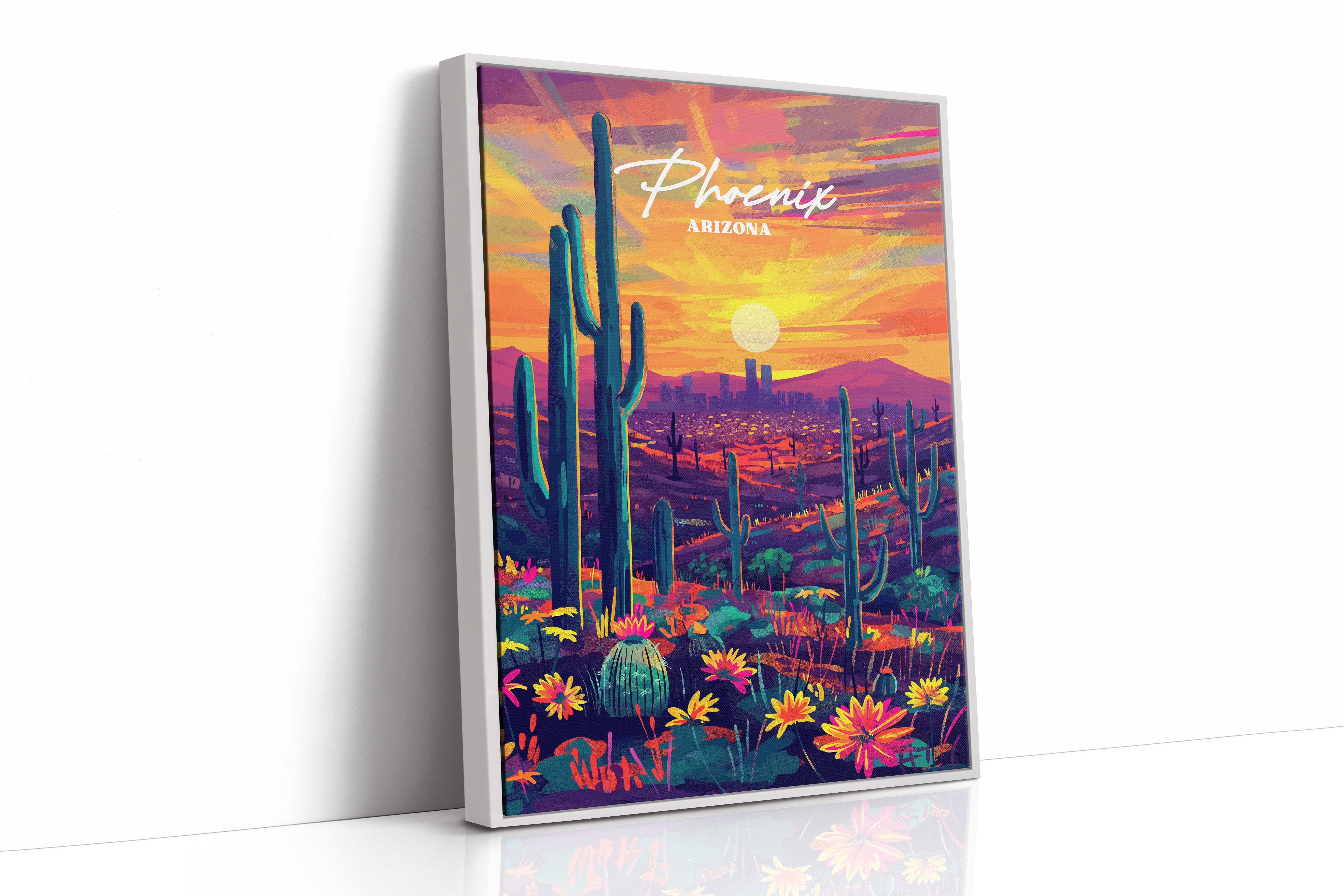 Desert Blooms Under Fiery Skies