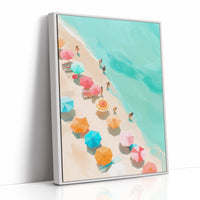 Colorful Parasols Dot Turquoise Shores