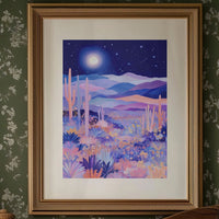 Moonlit Saguaros Dance In Lavender