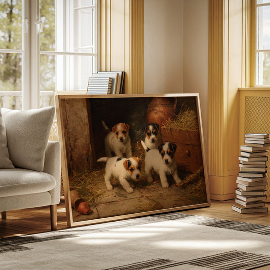 Terrier Pups Plot Barn Adventures