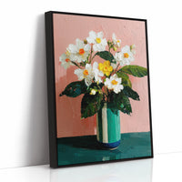 White Flowers Against a Pink Wall