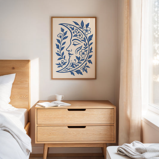 Floral Moon in Indigo Bloom