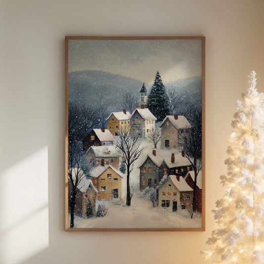 Snow Falls On Winter's Quiet Village