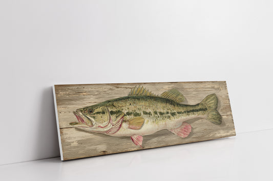 Largemouth Bass Over Rustic Wood