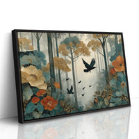 Ravens Soar Through Floral Forest
