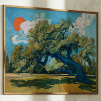 Ancient Oak Bends Toward Sunset